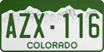 CO license plate AZX116