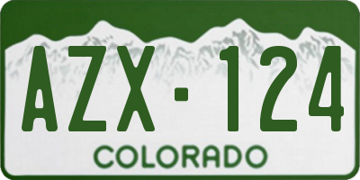 CO license plate AZX124