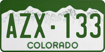 CO license plate AZX133