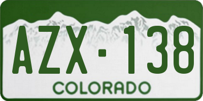 CO license plate AZX138