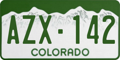 CO license plate AZX142