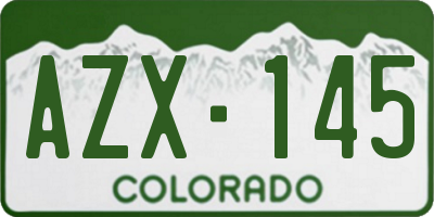 CO license plate AZX145
