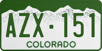 CO license plate AZX151