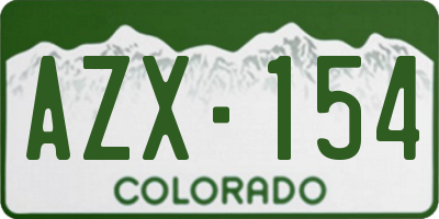 CO license plate AZX154