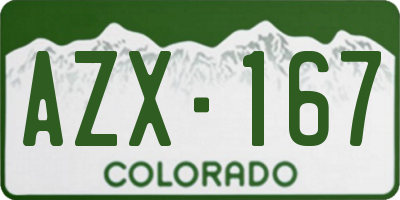 CO license plate AZX167