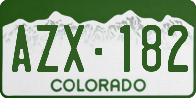 CO license plate AZX182