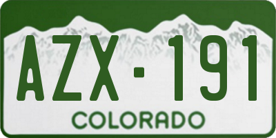 CO license plate AZX191