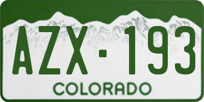 CO license plate AZX193