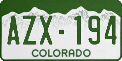 CO license plate AZX194