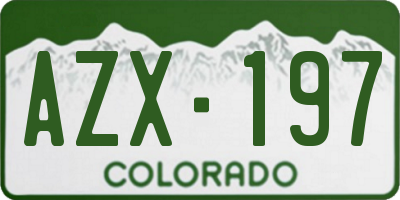 CO license plate AZX197