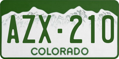 CO license plate AZX210