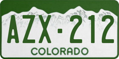 CO license plate AZX212