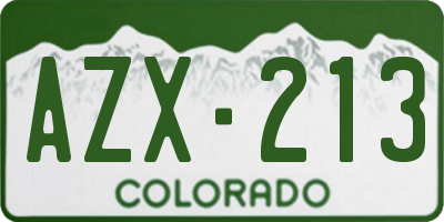 CO license plate AZX213