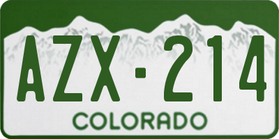 CO license plate AZX214