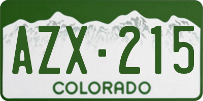 CO license plate AZX215