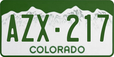 CO license plate AZX217