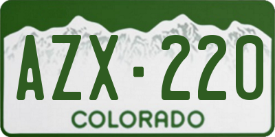 CO license plate AZX220