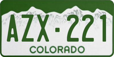 CO license plate AZX221