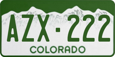 CO license plate AZX222