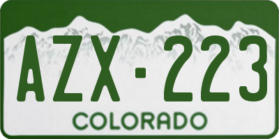 CO license plate AZX223