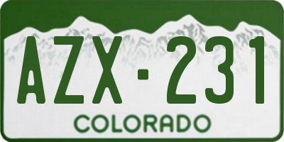 CO license plate AZX231