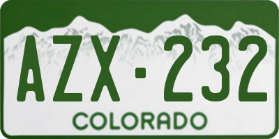 CO license plate AZX232