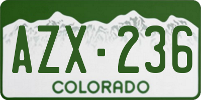 CO license plate AZX236