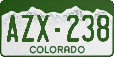 CO license plate AZX238