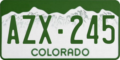 CO license plate AZX245