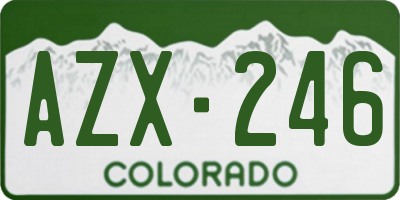 CO license plate AZX246