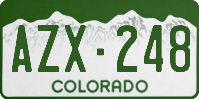 CO license plate AZX248