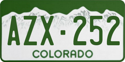 CO license plate AZX252