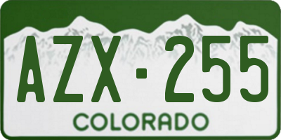 CO license plate AZX255