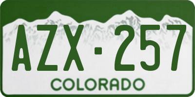 CO license plate AZX257