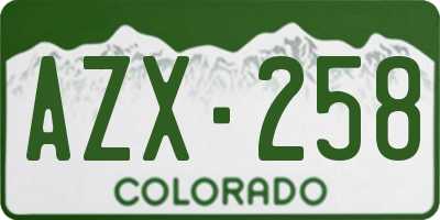 CO license plate AZX258