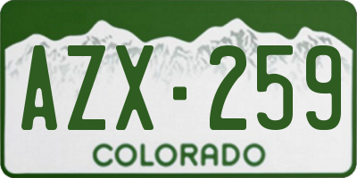 CO license plate AZX259