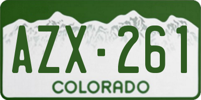 CO license plate AZX261