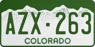 CO license plate AZX263