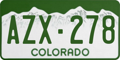 CO license plate AZX278