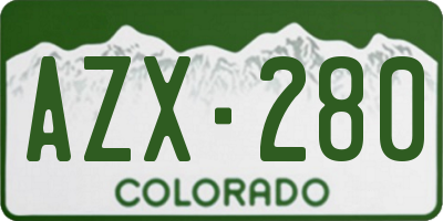 CO license plate AZX280