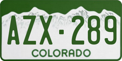 CO license plate AZX289