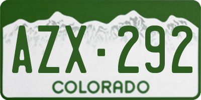 CO license plate AZX292