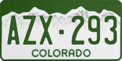 CO license plate AZX293