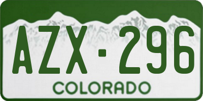 CO license plate AZX296