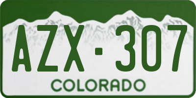 CO license plate AZX307