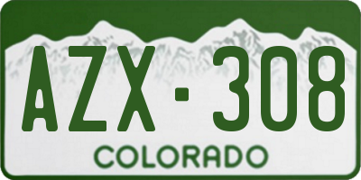 CO license plate AZX308