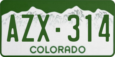 CO license plate AZX314