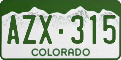 CO license plate AZX315