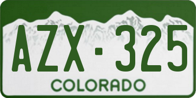 CO license plate AZX325