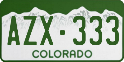 CO license plate AZX333